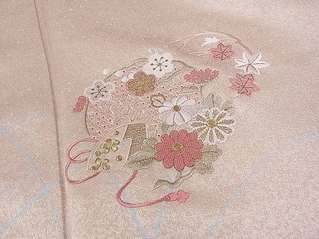 平和屋2■中国三大刺繍　スワトウ刺繍　汕頭刺繍　訪問着　花唐草丸文　暈し染め　金糸　やまと誂製　逸品　未使用　fe8442_画像7