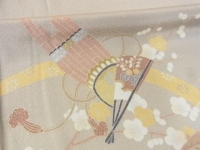 平和屋-こころ店■訪問着　駒刺繍　吉祥花鼓文　暈し染　金彩　着丈163cm　裄丈66cm　正絹　A-ck8187_画像7