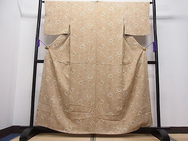 平和屋1■上質な小紋　型染め　古代菊　逸品　ua6932_画像2