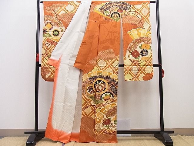 平和屋野田店■豪華振袖　駒刺繍　檜扇吉祥桐花文　金彩　逸品　n-pk5421_画像2