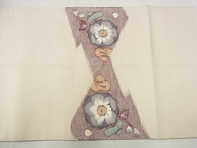 平和屋1■太鼓柄袋帯　すくい織　枝花文　金糸　逸品　eg1738_画像6