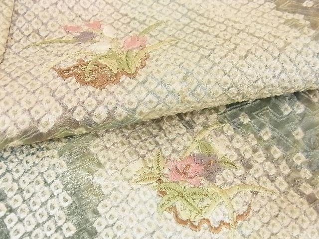 平和屋川間店■訪問着　総絞り　刺繍　流水花文　着丈162cm　裄丈67.5cm　正絹　逸品　A-wj3670_画像6