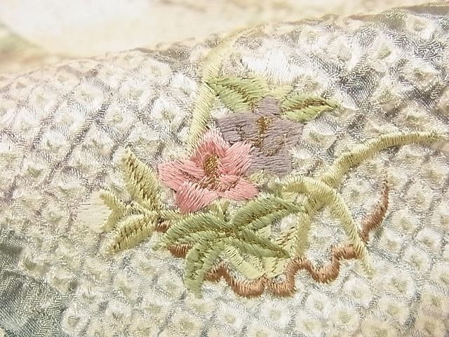 平和屋川間店■訪問着　総絞り　刺繍　流水花文　着丈162cm　裄丈67.5cm　正絹　逸品　A-wj3670_画像7