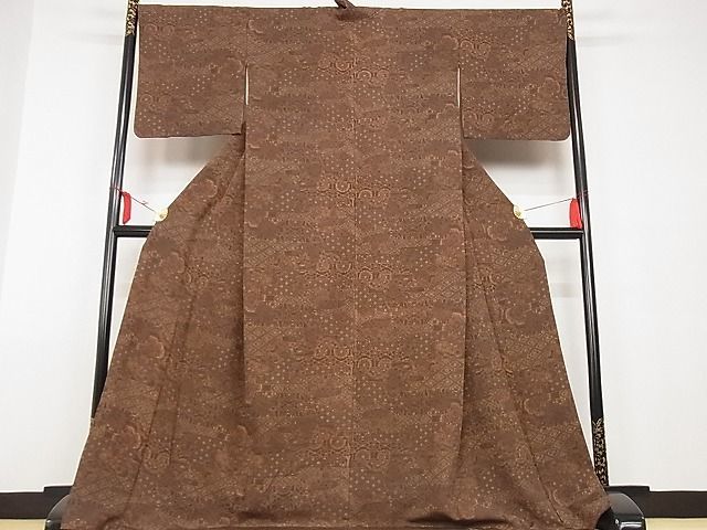 平和屋川間店■上質な小紋 霞取り吉祥花文 ロング丈 着丈175.5cm 裄丈69.5cm 正絹 逸品 A-bw3902の画像2