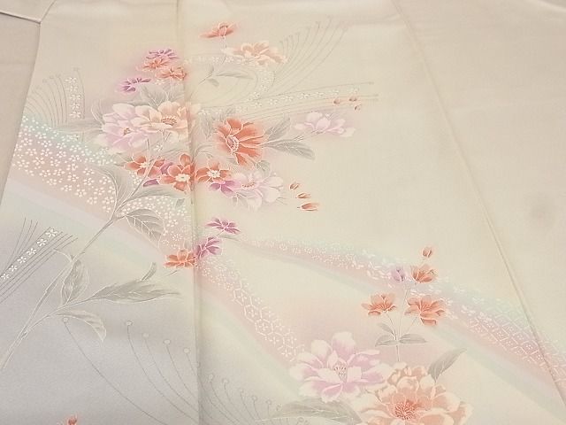 平和屋川間店■訪問着　枝花文　暈し染め　着丈162.5cm　裄丈65cm　正絹　逸品　A-wj4538_画像4