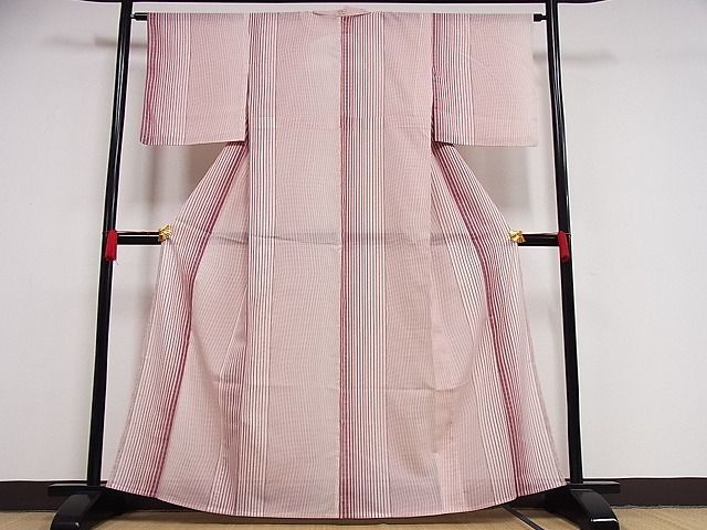 平和屋川間店■夏物　小紋　絽　間道　着丈161cm　裄丈65cm　洗える着物　B-ph6704_画像1