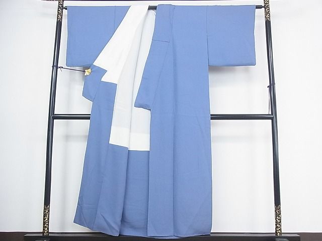 平和屋川間店■上質な色無地　濃いヒヤシンスブルー色　逸品　wb7236_画像3