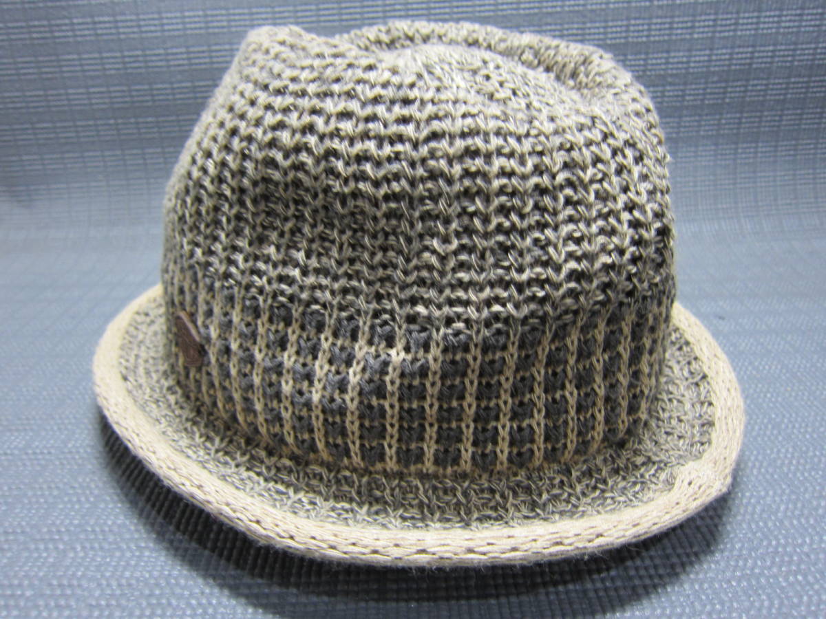 日本製　OVERRIDE オーバーライド　編みハット　帽子　ベージュ　57cm　S2402C③_画像2