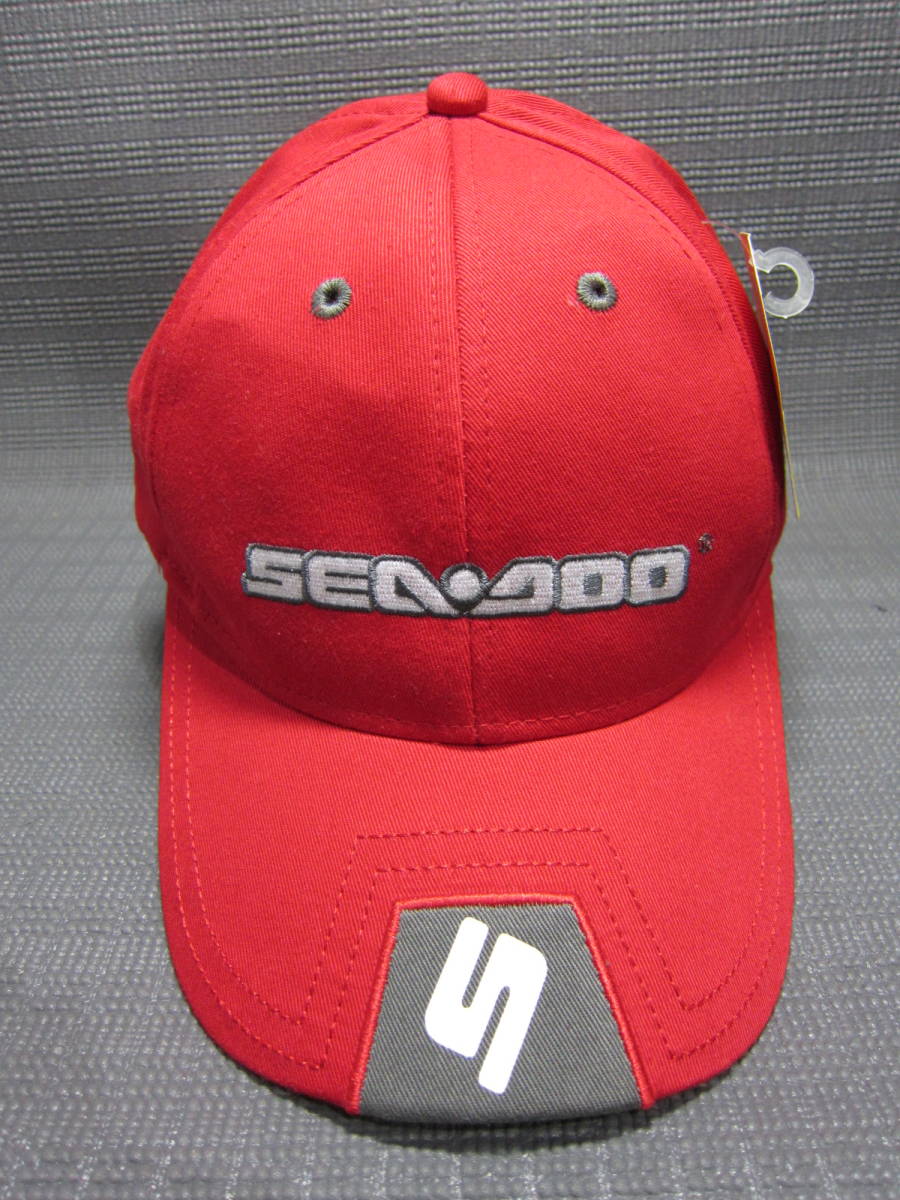 BRP SEA‐DOO シードゥ　キャップ　帽子　赤　マジックテープ　タグ付　フリーサイズ　J2402A_画像1