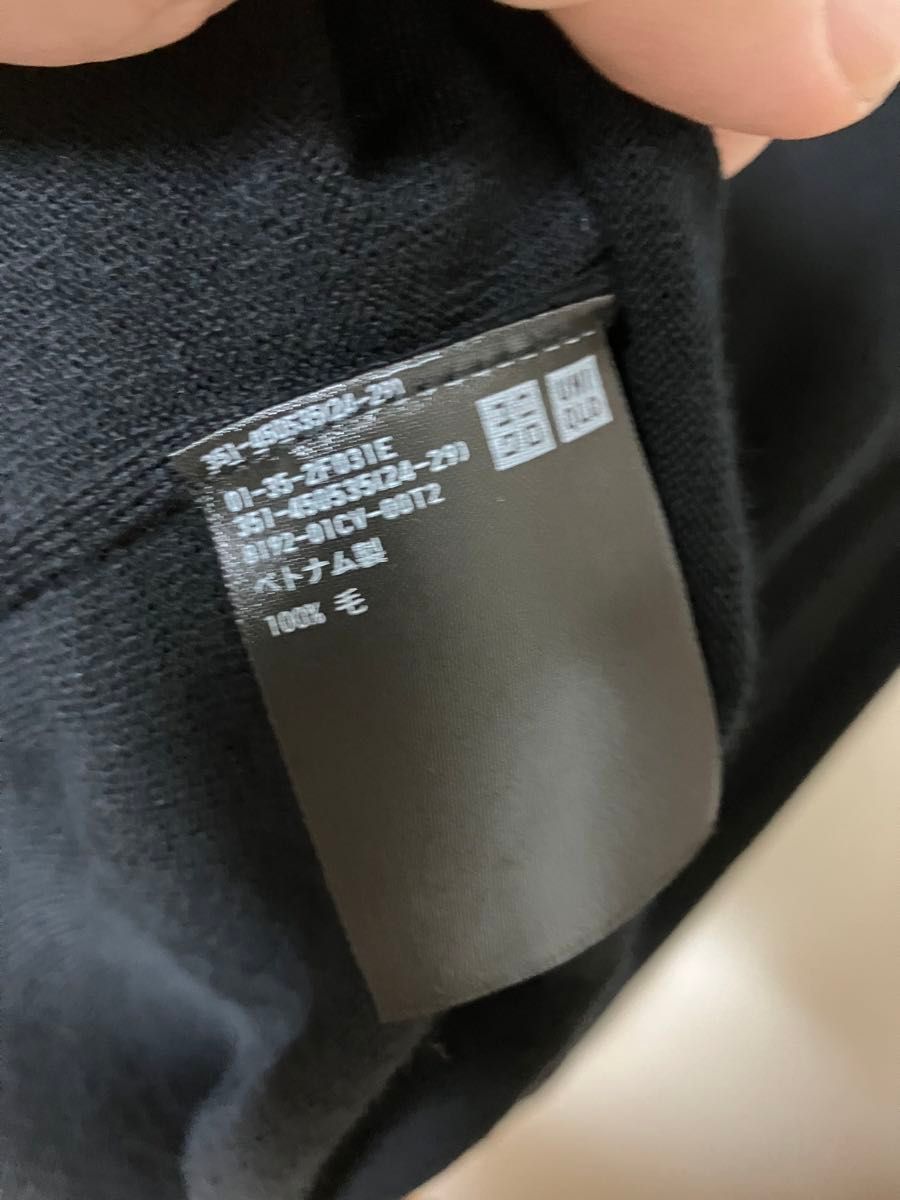 美品　ユニクロ　UNIQLO エクストラファインメリノクルーネックセーター(長袖) 黒　メンズ　L