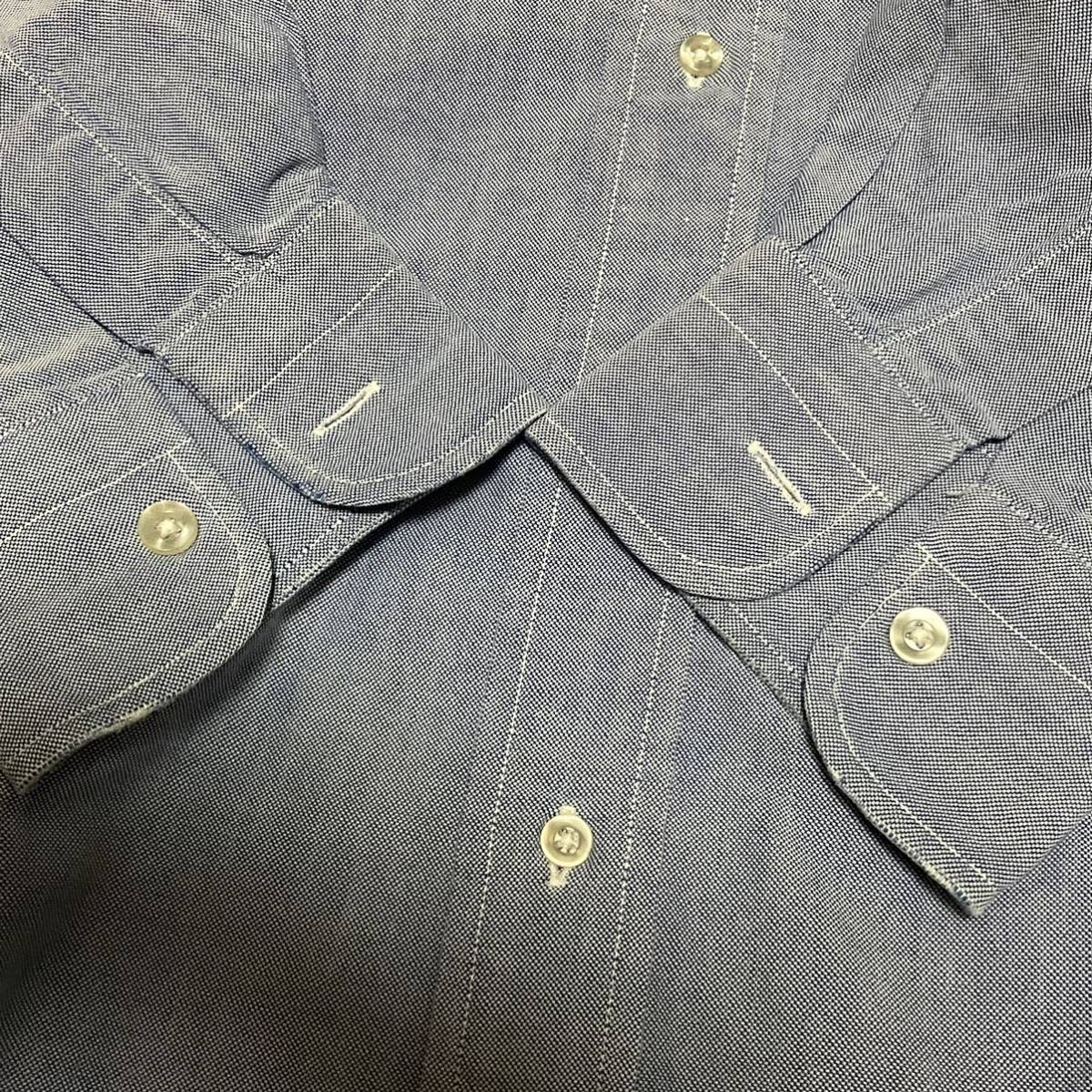 80s 90s LL.Bean ボタンダウンシャツ ビンテージ USA製 チェック 長袖 サックスブルーの画像8