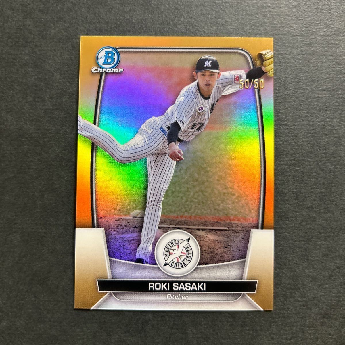 50枚限定 ラストNo.!! 2023 Topps Bowman Chrome NPB 佐々木朗希 千葉ロッテマリーンズ Gold Refractor