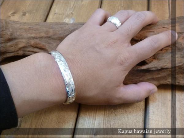 10mmカフバングル3面彫り◇ハワイアンジュエリーsilver925純銀 10mmカフバングル3面彫り◇ハワイアンジュエリーsilver925純銀