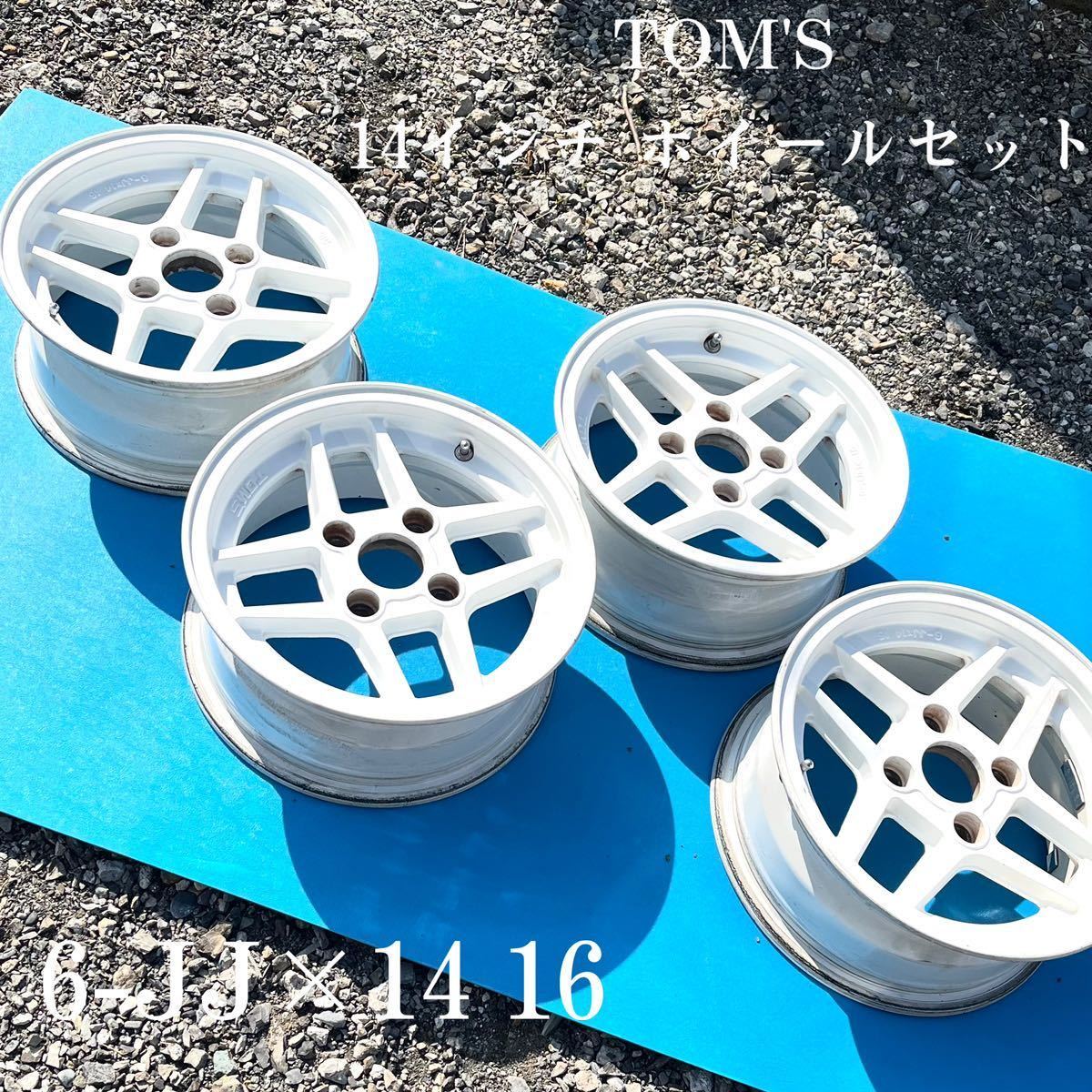 希少 レアアイテム TOM'S トムス 6-JJ×14 16 4穴 White 14インチ ホイール4本セット_画像1