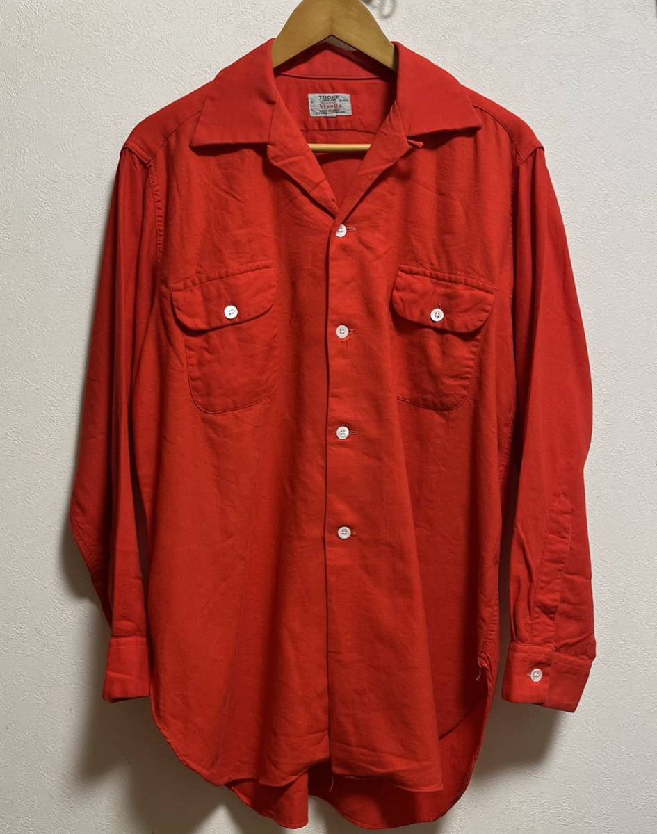 美品 50〜60s TOOKE シャツ L オレンジ ウール 無地 長袖 50s 美品 50〜60s TOOKE シャツ L オレンジ ウール 無地 長袖 50s