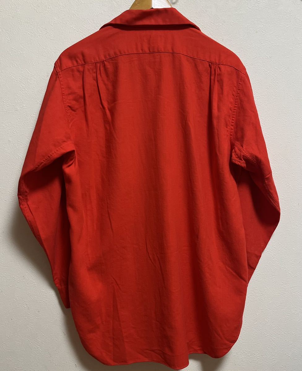 美品 50〜60s TOOKE シャツ L オレンジ ウール 無地 長袖 50s 美品 50〜60s TOOKE シャツ L オレンジ ウール 無地 長袖 50s