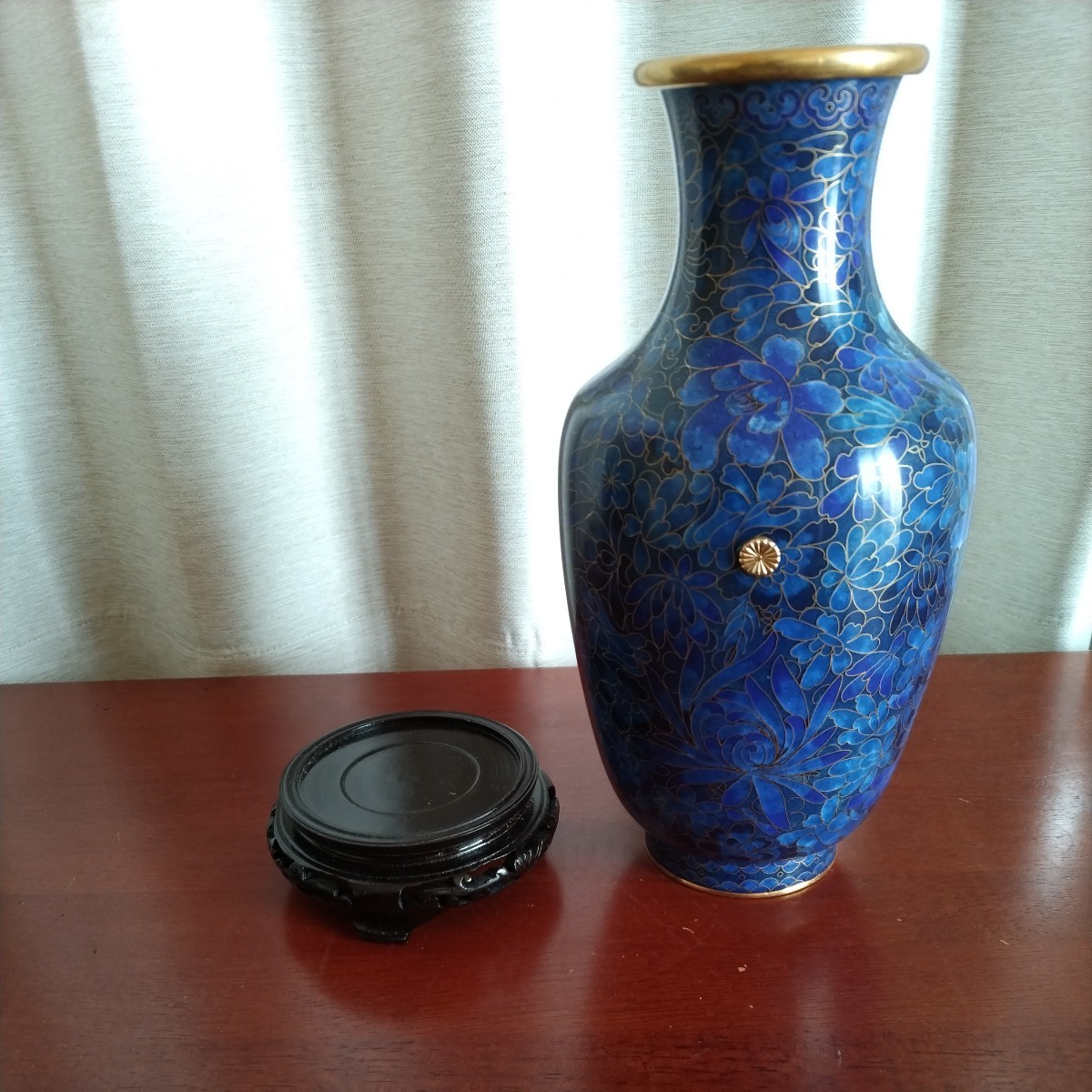 七宝焼 花器 レトロ 花瓶 皇室 ご下賜品　菊紋　天皇_画像3