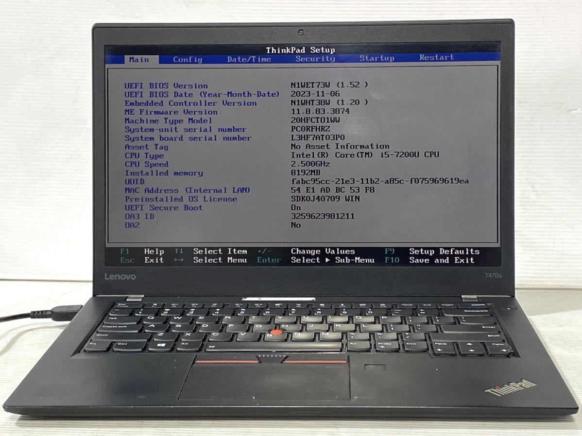 LEOVO ThinkPad T470s Corei5-7200u メモリ8GB 14インチ ジャンク093_画像1
