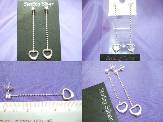  Yokohama newest silver 925SILVER earrings * attraction. Heart long postage 220 jpy earrings 40