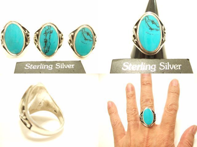  Yokohama newest silver 925SILVER silver! attraction. turquoise manner large ring 21 number postage 290 jpy ring b34a