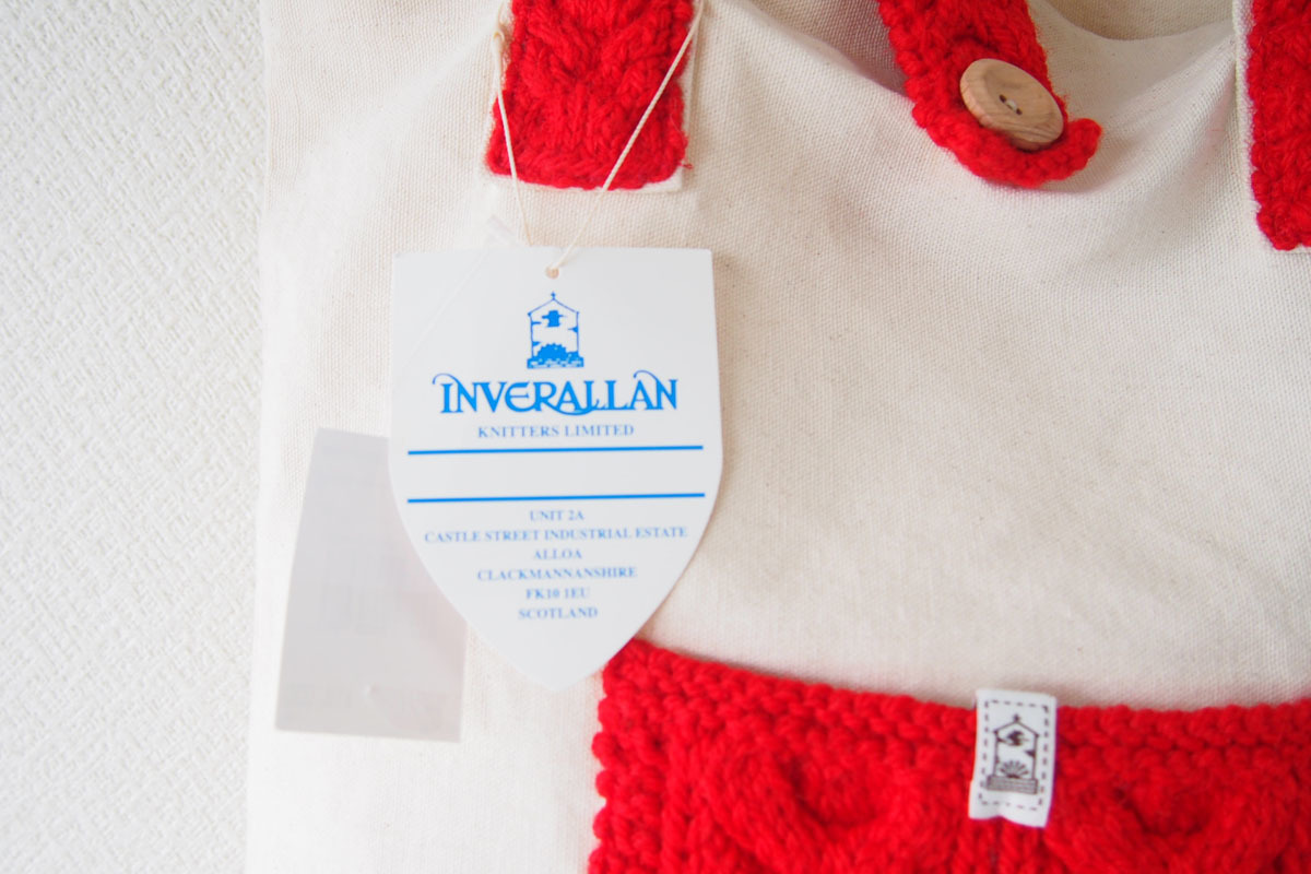  free shipping * new goods l unused l Inverallan lInverallanl canvas × knitted tote bag l red 