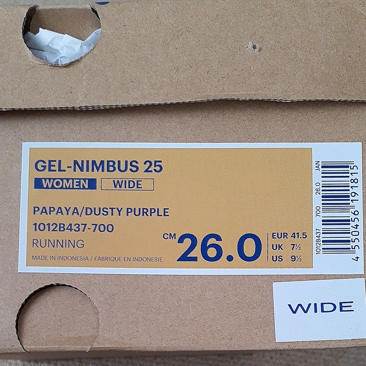 新品未使用タグ付き　asics　GEL--NIMBUS25アシックス　ゲルニンバス25 ランニングシューズ　マラソンシューズ　厚底