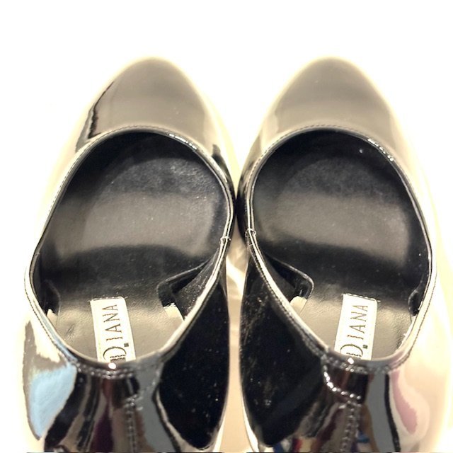 【未使用】DIANA ダイアナ レディース エナメル パンプス 23cm G-19270 ヒール ブラック 靴 ビジネス デイリー お出かけ シンプル_画像8