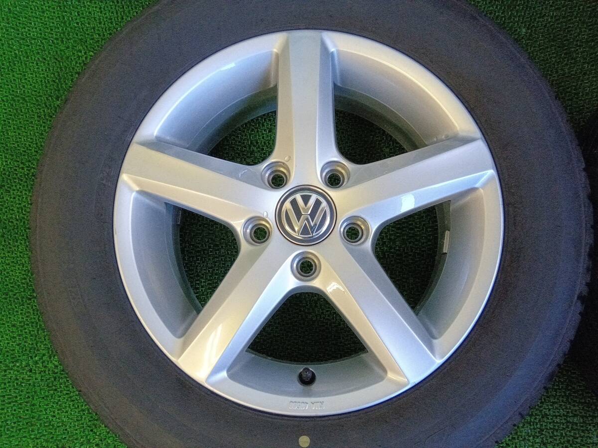 VW フォルクスワーゲン ゴルフ7純正ホイール 15×6 +43 195/65R15 ブリヂストン バリ溝 夏 4本 売切!!_画像2