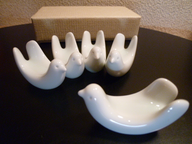 白山陶器（波佐見焼）鳥型箸置き・カトラリーレスト５個セット　新品・未使用・展示品_画像5