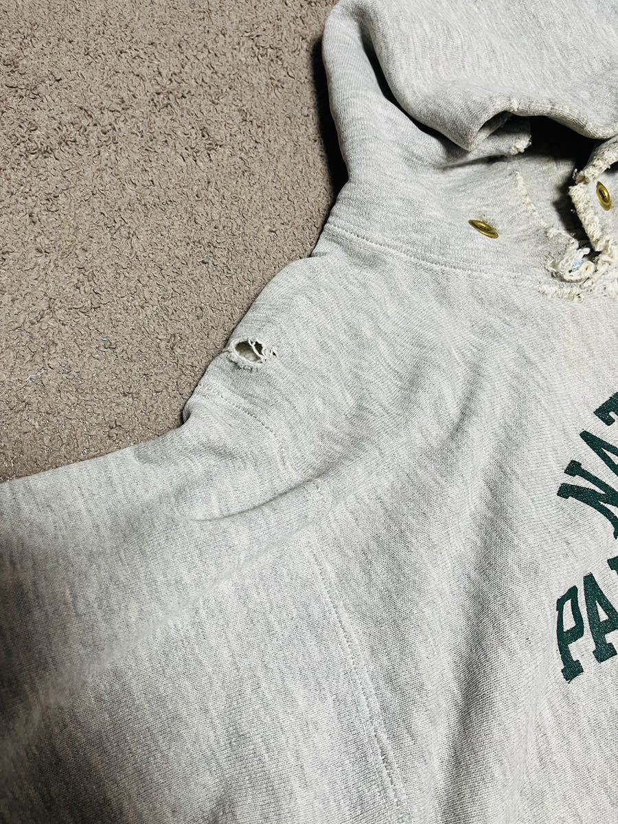 champion 70's reverse weave パーカー 青タグ 単色 リバースウィーブ チャンピオン スウェット sweat スエット フーディ 70s グレー_画像9