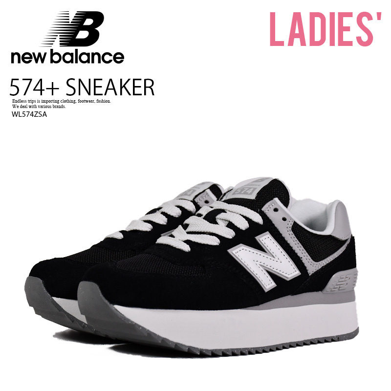 ■新品■NEW BALANCE/ニューバランス レディース スニーカー■574+ SNEAKER■24.0cm■靴 厚底スニーカー ブラック■WL574ZSA_画像1