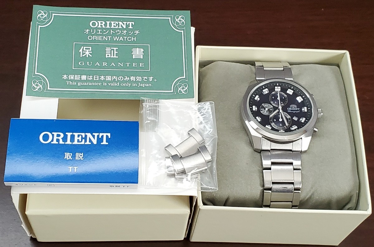 ORIENT オリエント クロノグラフ クォーツ 腕時計 メタルベルト ネイビー カラー_画像1