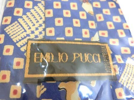 エミリオプッチ Emilio Pucci ネクタイ 剣先幅10㎝ シルク メンズ 経年保管 中古 ■_画像3