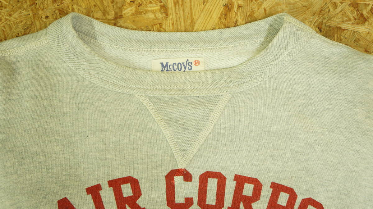 McCOY'S リアルマッコイズ US ARMY AIR CORPS 前V スウェット Mサイズ　中古品　傷み、汚れ有_画像3