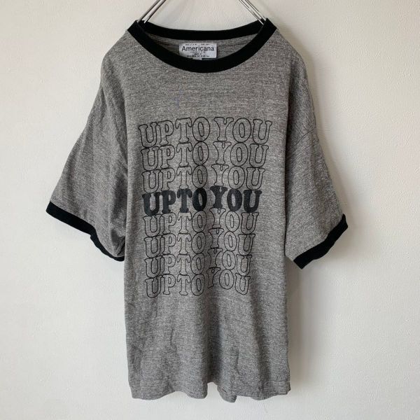 [KWT375] Americana プリントTシャツ グレー サイズ不明 ポスの画像1