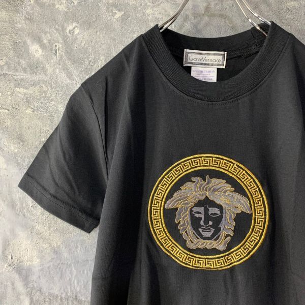 GIANNI VERSACE ジャンニ ヴェルサーチ レディース 半袖 Tシャツ 黒 メデューサ 刺繍 新品タグ付き DB040_画像4