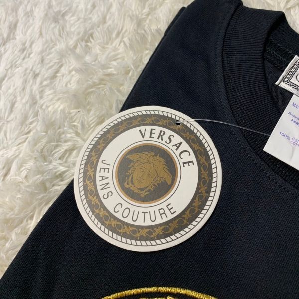 GIANNI VERSACE ジャンニ ヴェルサーチ レディース 半袖 Tシャツ 黒 メデューサ 刺繍 新品タグ付き DB040_画像8