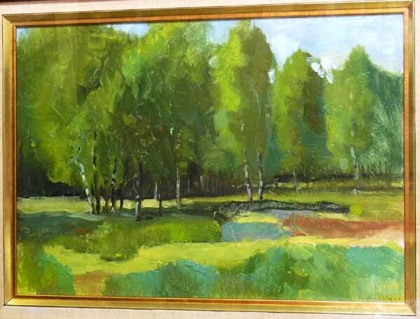 * new arrival * month light . handling ( present-day sobieto picture ) car naef ski [ summer. day ..] oil painting /V.P.Курманаевский В П/ landscape painting / Moscow 