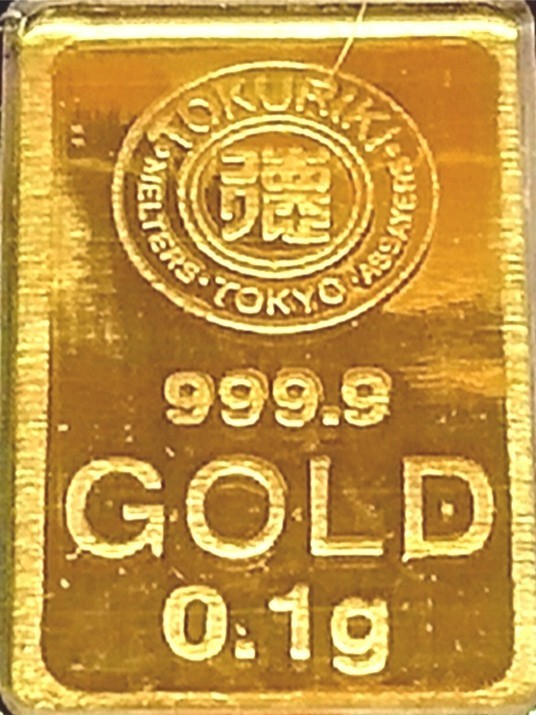 ★即決★爆売★在庫僅か★純金 ゴールド 24K 徳力本店 刻印 インゴット 0.1g 匿名配送 追跡番号付　No.392_インゴット部分拡大見本