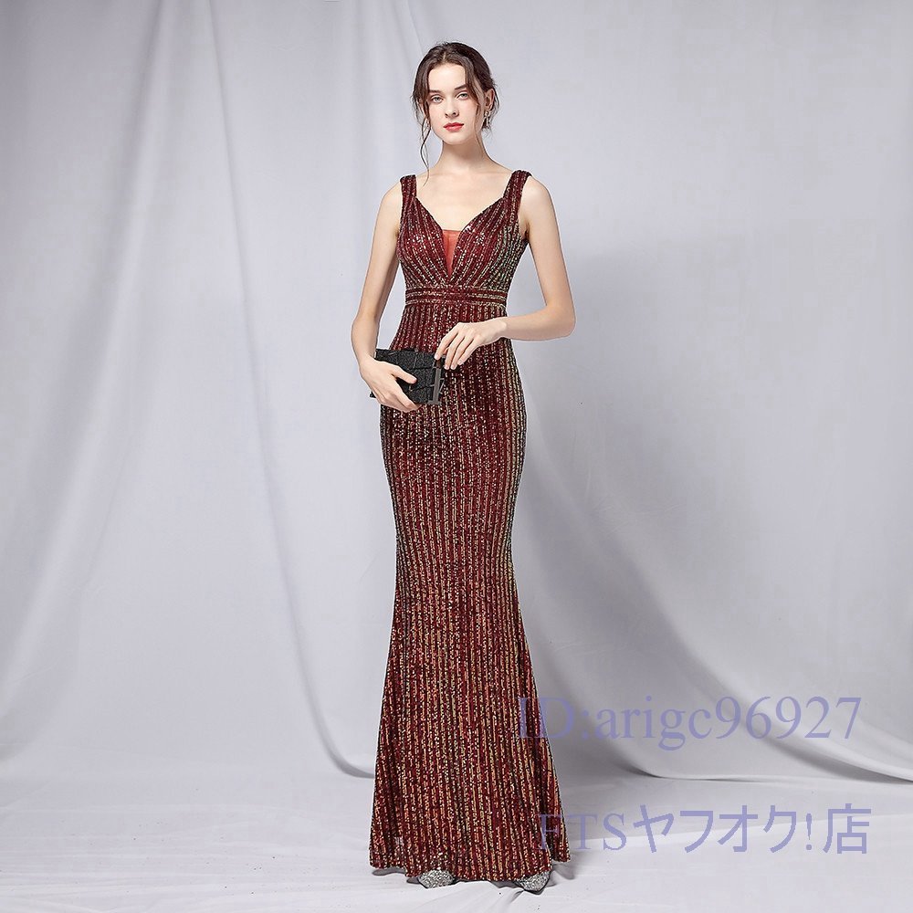 A2087* new goods elegant One-piece lady's dress musical performance departure table two next . party wedding stage Event long One-piece wine 