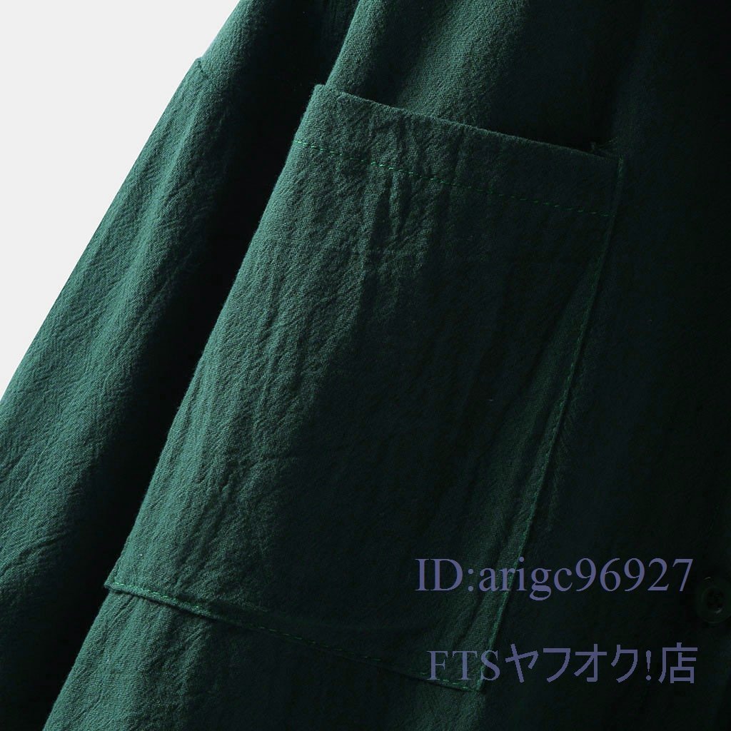 A2756☆新品カジュアル オシャレ 無地 不規則 ゆったり大きいサイズ シャツブラウス チュニック 緑 M_画像3