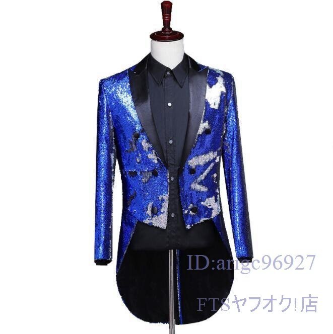 V847* new goods summer thing men's gentleman . clothes vocal music suit outer garment long jacket costume Mai pcs stage spangled tuxedo stage 