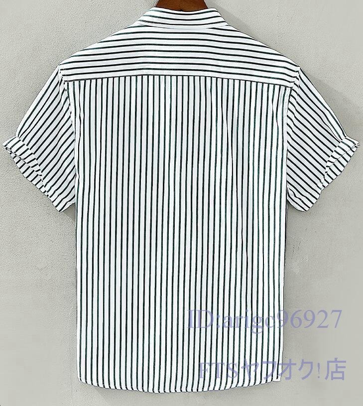 A2336☆新品半袖シャツ メンズ Tシャツ ボーダー総柄 夏 サマー 半袖シャツ 心地良しＭ～3ＸＬ 緑_画像5