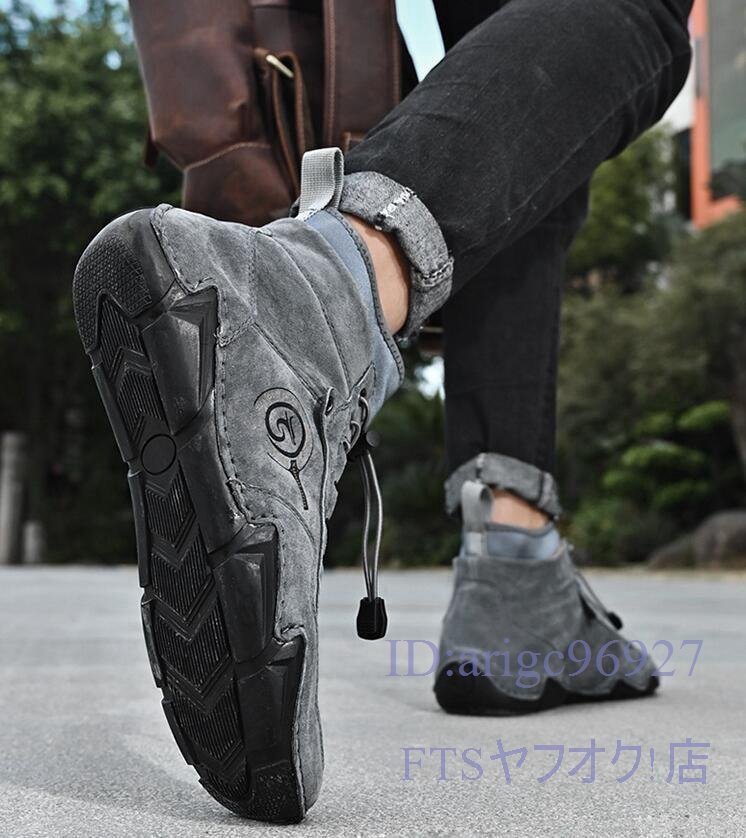A2265☆新品メンズ ショートブーツ メンズ靴 ブーツ スリッポン スニーカー ドライビングシューズ カジュアル ワークブーツ カーキ 27.5cm_画像8