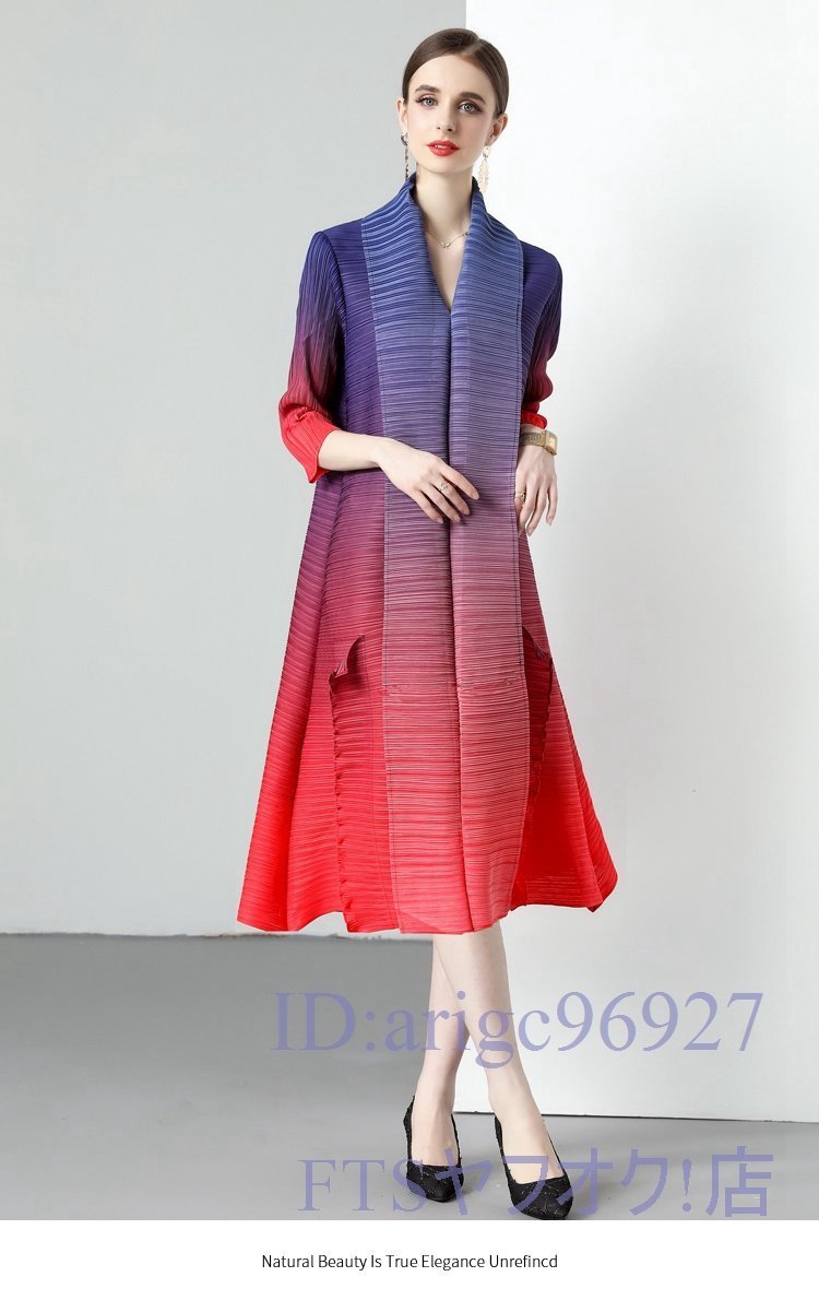 A2663☆新品上品 レディース カジュアル 皺加工 ドレススカート フォーマル 体型カバー 長袖ロングワンピース 青 赤_画像1