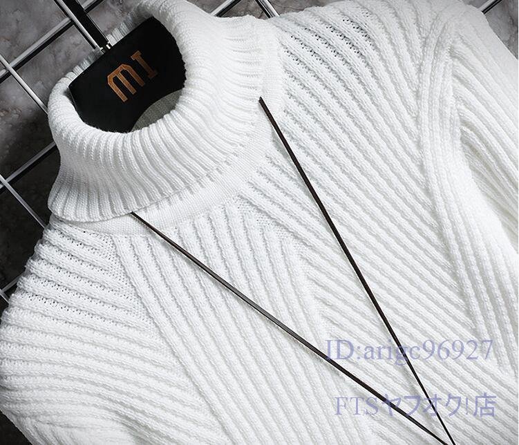 W122☆新品冬 ニット セーター タートルネック ケーブルニット メンズ トップス 厚手 保温 暖か 無地 お兄系 全5色 M~3XL_画像7
