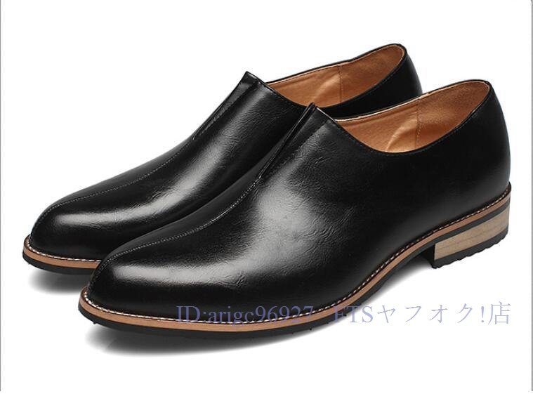 A5428☆新品 スリッポン メンズシークレットシューズ ビジネス トンガリ フェイクレザー PU合成皮革 紳士靴 シンプル_画像7