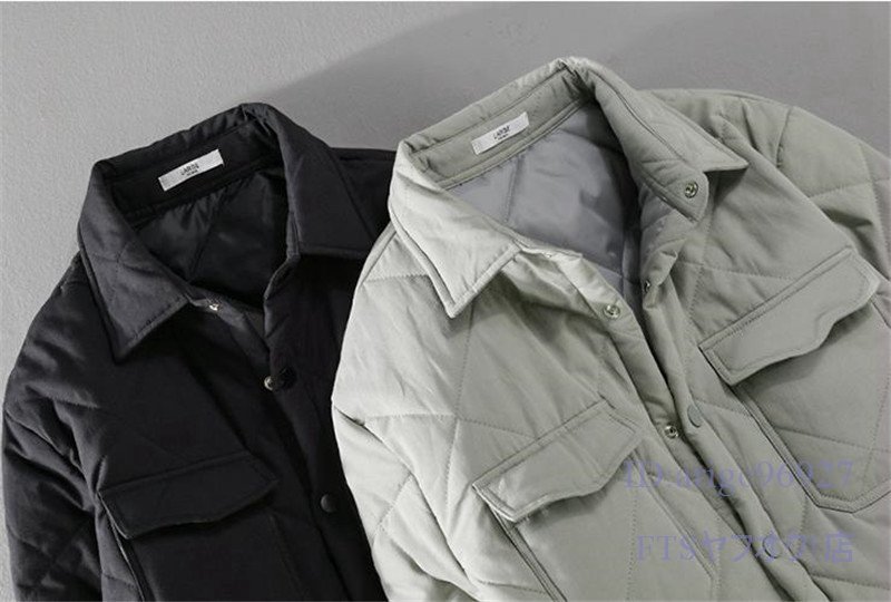 U289☆新品中綿ジャケット シャツジャケット メンズ* ライトアウター コート 秋冬服 ジャンパー ブルゾン トップス 黒 3XL_画像9