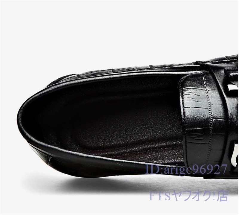 T843☆新品ビジネスシューズ スリッポン メンズ ローファー 紳士靴 ドライビング フェイクレザー 滑り止め 黒 25.0cm_画像5