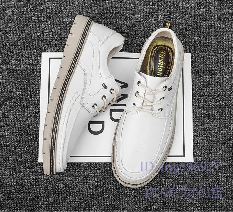 T991☆新品スニーカー メンズ/ ドライビングシューズ カジュアうｒ イギリス風 色*サイズ選択可 紳士靴 男性靴 白 26.5cm_画像3